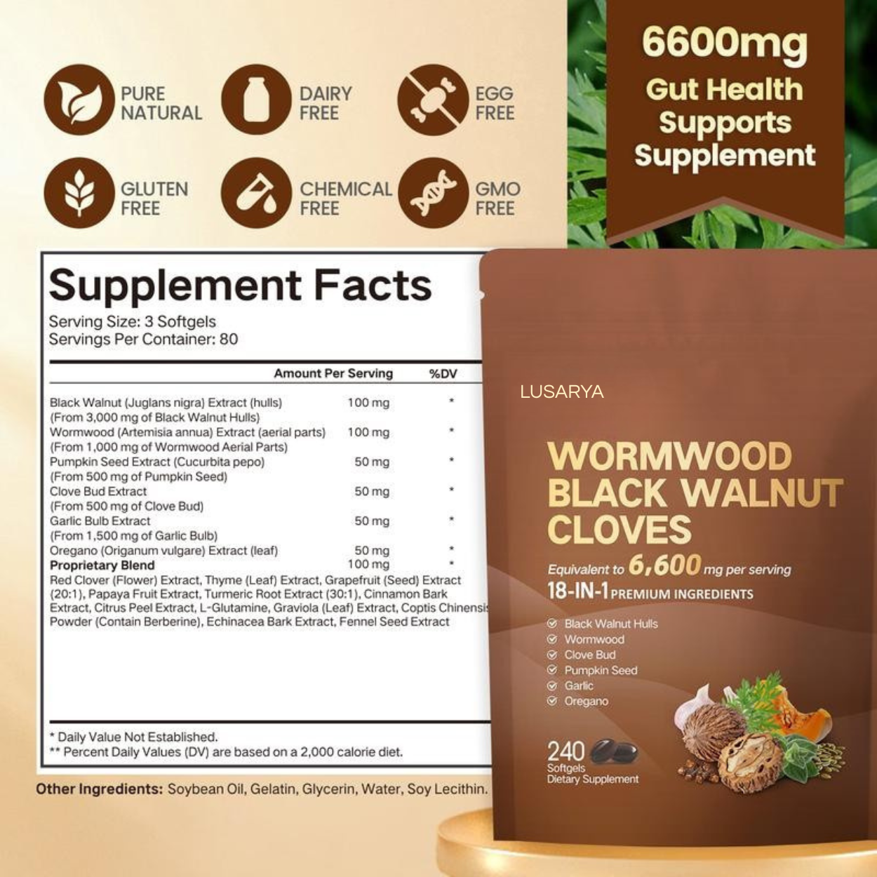 Lusarya - Wormwood Black Walnut Cloves Capsules